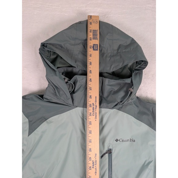 Columbia Arcadia II Rain Jacket Womens Large Green Two Tone Waterproof Packable - Picture 4 of 8